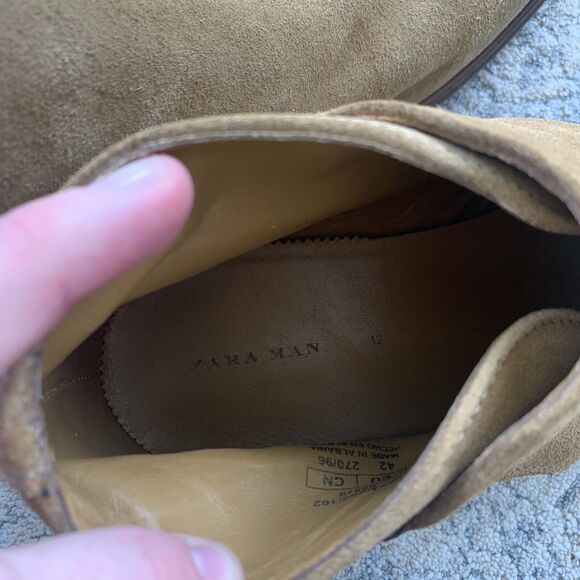 Mens\'s Zara Beige Suede Nubuck SideBuckle Ankle Boots Size 42 US 9 REF: 5603 202 main image 9